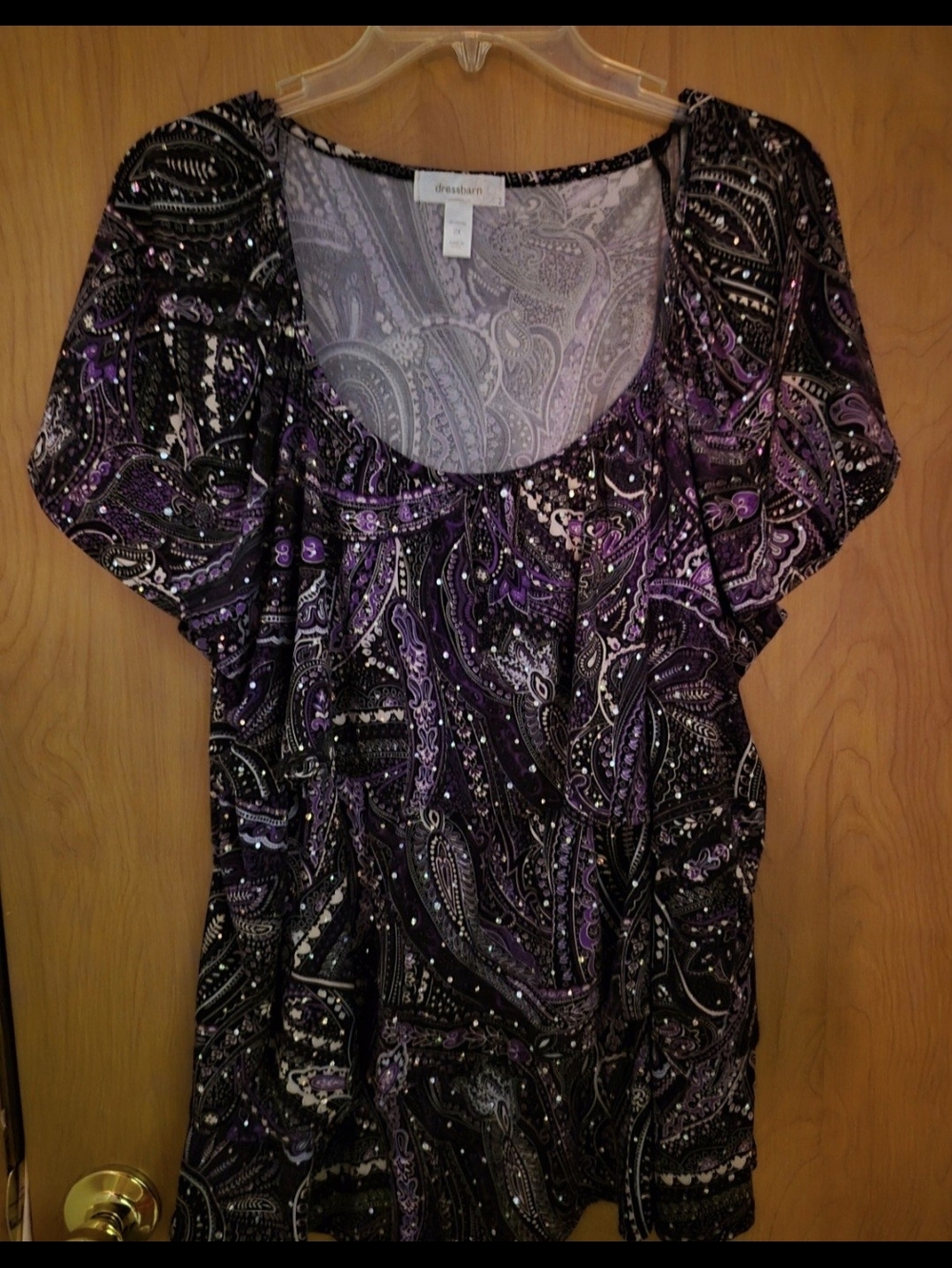 Dressbarn Women’s Purple Paisley Scoop Neck Top
